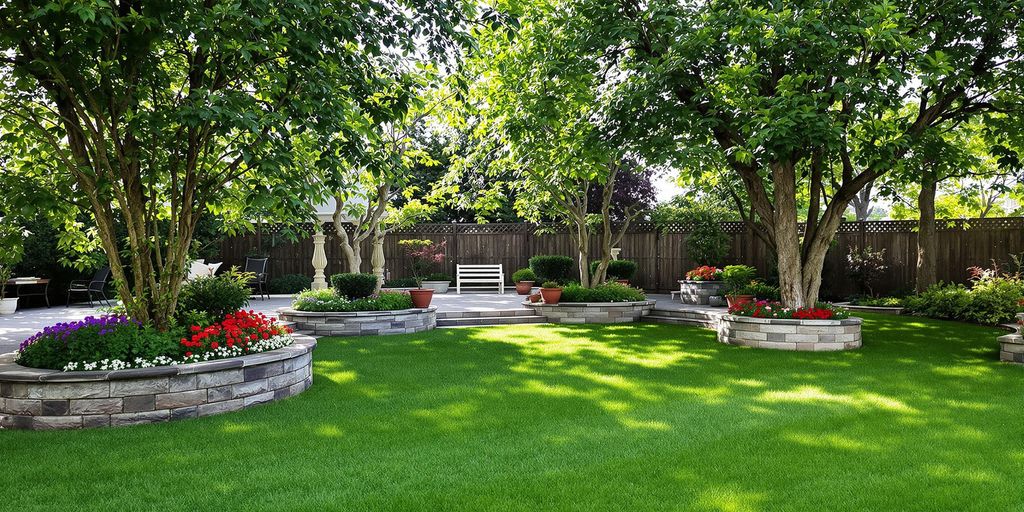 picture of backyard with green grass.